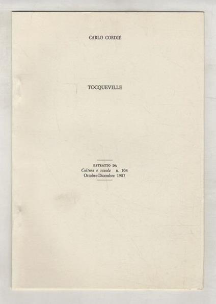 Tocqueville - Carlo Cordié - copertina