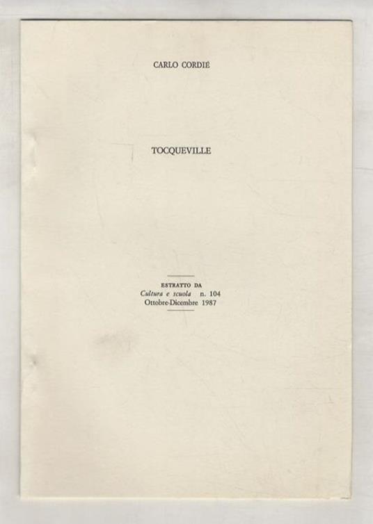 Tocqueville - Carlo Cordié - copertina