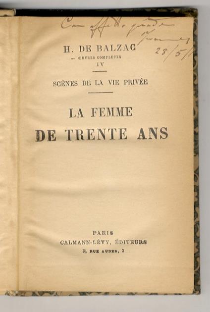 La femme de trente ans. (Segue:) La femme abandonnée - Honoré de Balzac - copertina