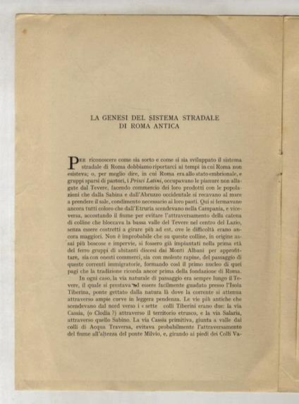 La genesi del sistema stradale di Roma antica - copertina