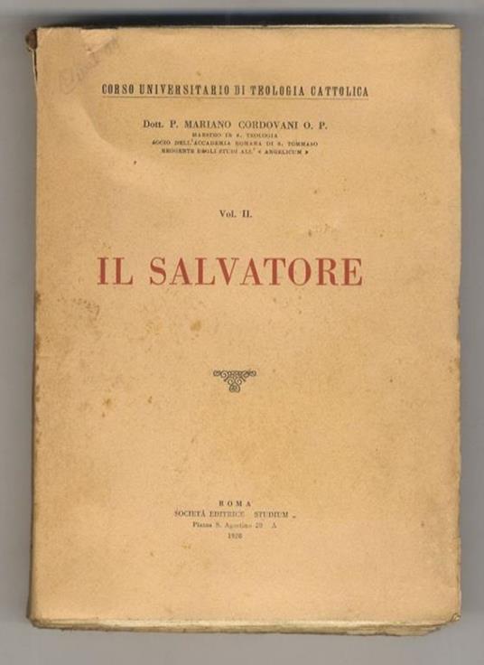 Il Salvatore. Vol. II - Mariano Cordovani - copertina