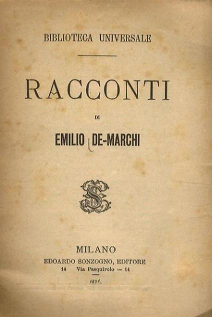 Racconti - Emilio De Marchi - copertina