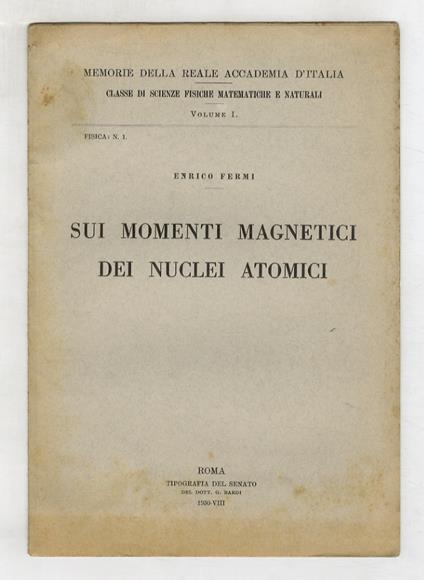 Sui momenti magnetici dei nuclei atomici - Enrico Fermi - copertina