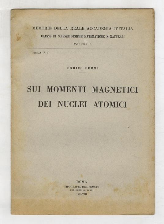 Sui momenti magnetici dei nuclei atomici - Enrico Fermi - copertina