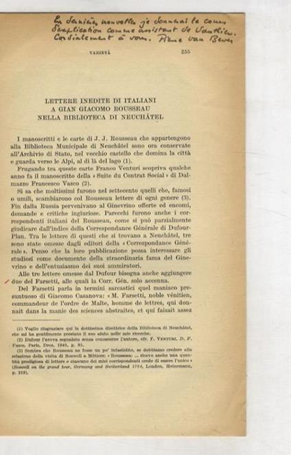 Lettere inedite di Italiani a Gian Giacomo Rousseau nella biblioteca di Neuchâtel - copertina