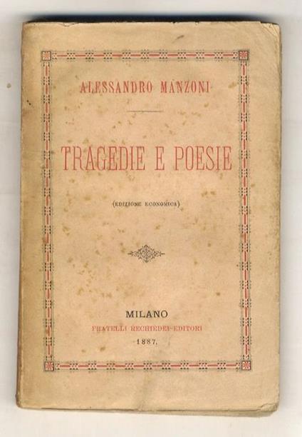 Tragedie e poesie. (Edizione economica) - Alessandro Manzoni - copertina