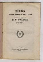 MEMORIA degli odierni restauri nella basilica patriarcale di S.Lorenzo fuori le mura