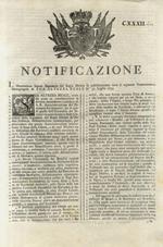 “Notificazione”. Sua Altezza Reale, avendo prese in considerazione le diverse incombenze confidate alla R. Amministrazione dei Patrimoni Ecclesiastici, fra le quali quella dell'Economia dei Benefizi vacanti... Dovrà l'Economia dei Benefizi vacanti st