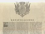 “Notificazione”. Gl'Illustrissimi Signori Presidenti all'Esecuzione della Legge emanata da S.A.R. li 26 Settembre, 1794 relativa alla revoca dell'Affrancazione della Tassa di redenzione, ed alla Ripristinazione del Luoghi di Monte in obbedienza dai S