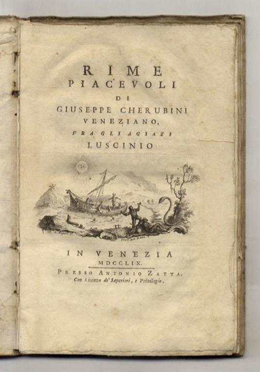 Rime piacevoli di Giuseppe Cherubini veneziano fra gli Agiati Luscinio - Giuseppe Cherubini - copertina