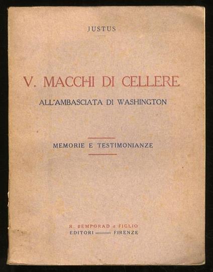 Vincenzo Macchi di Cellere all'ambasciata di Washington. Memorie e testimonianze - copertina