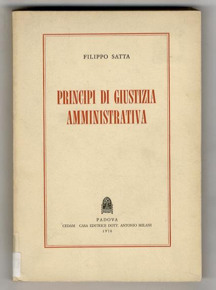 Principi di giustizia amministrativa - Filippo Satta - copertina