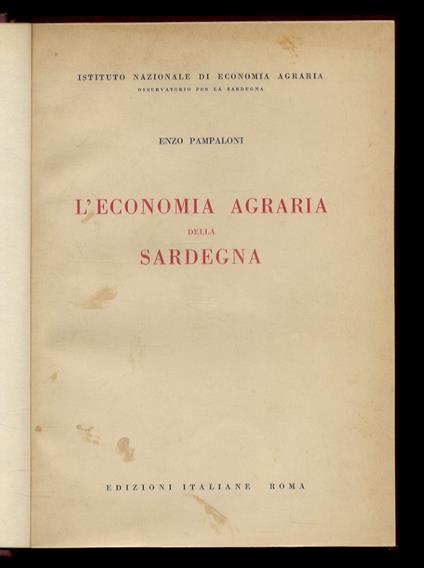 L' economia agraria della Sardegna - Geno Pampaloni - copertina