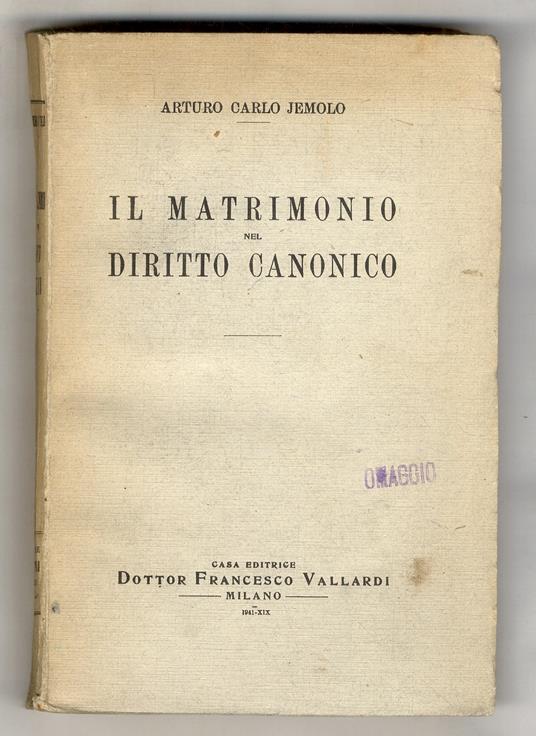 Il matrimonio nel diritto canonico - Arturo Carlo Jemolo - copertina