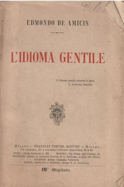L' Idioma Gentile - Edmondo De Amicis - copertina