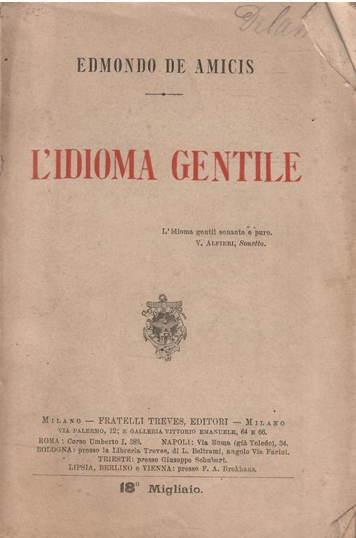 L' Idioma Gentile - Edmondo De Amicis - copertina