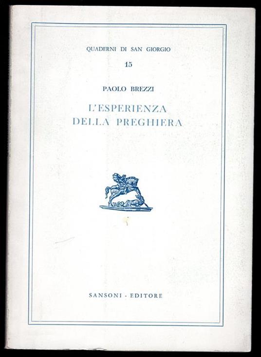 L' esperienza della preghiera - Paolo Brezzi - copertina