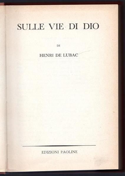 Sulle vie di Dio - Henri de Lubac - copertina