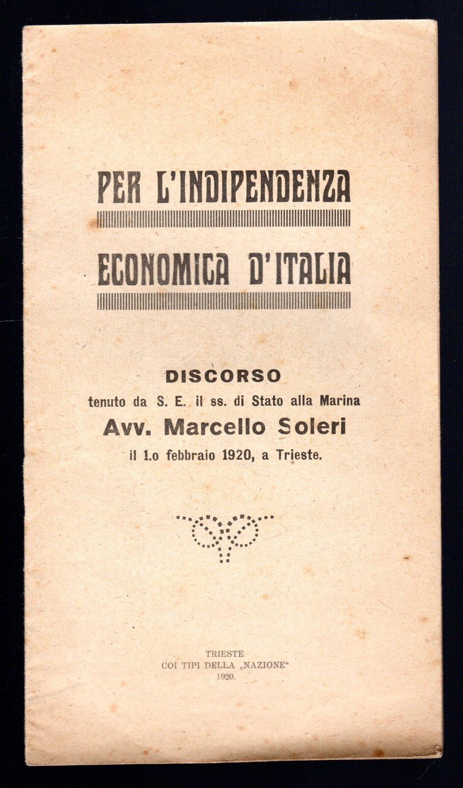 Per l'indipendenza economica d'Italia