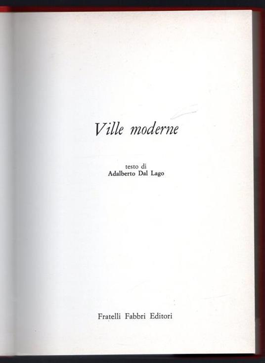Ville moderne - Adalberto Dal Lago - copertina