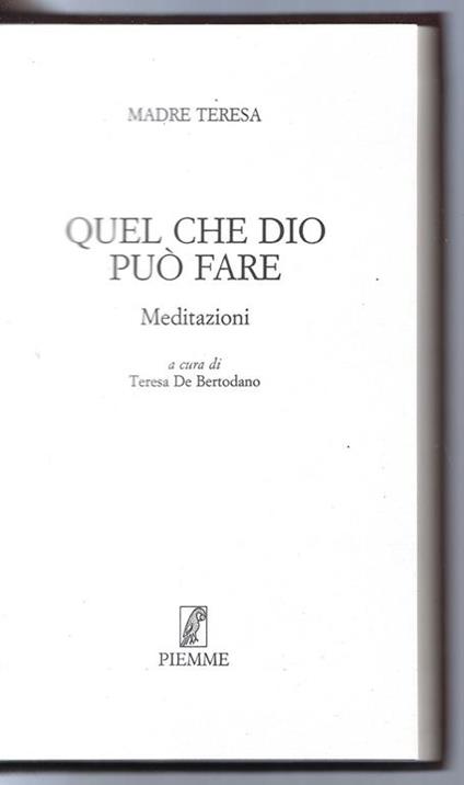 Quello che Dio puo fare - Meditazioni - Teresa di Calcutta (santa) - copertina