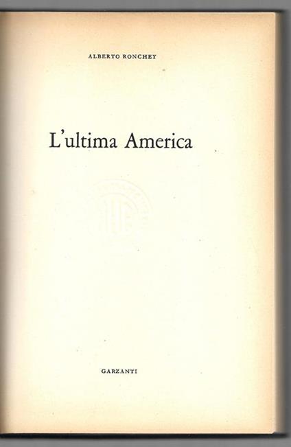 L' 'ultima America - Alberto Ronchey - copertina