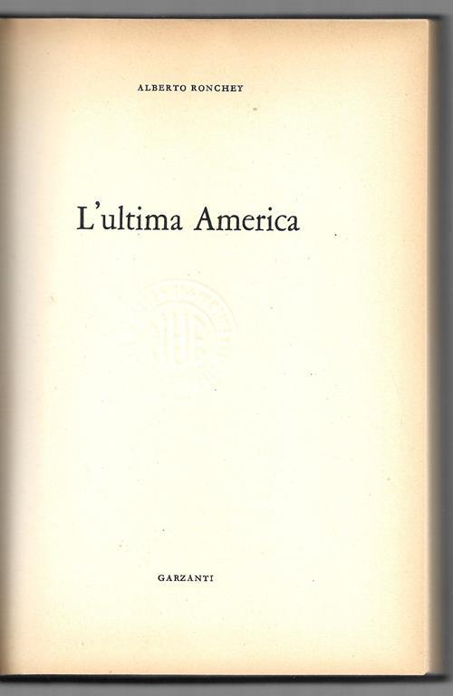 L' 'ultima America - Alberto Ronchey - copertina