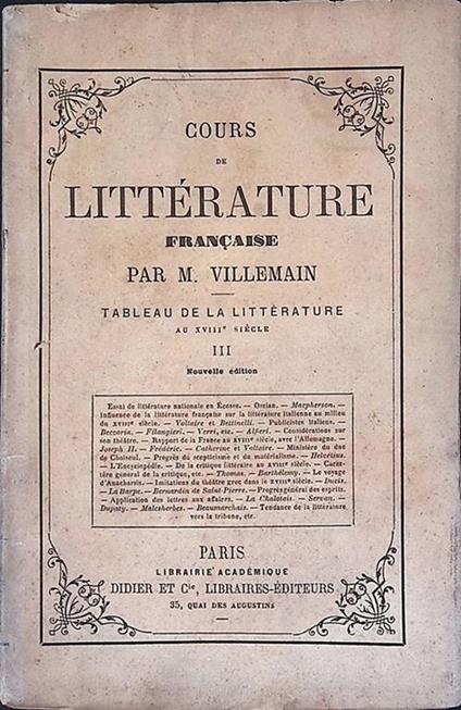 Cours de Littérature Francais - copertina
