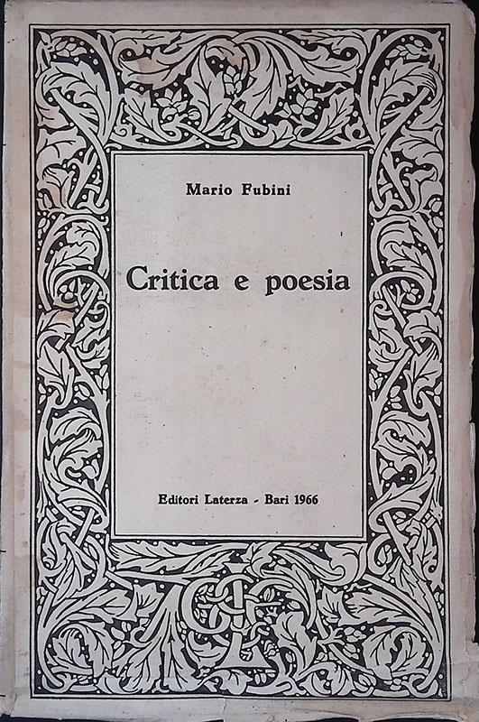 Critica e poesia. Saggi e discorsi di teoria letteraria