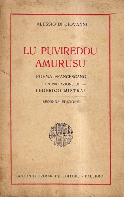 Lu puvireddu amurusu. Poema francescano - Alessio Di Giovanni - copertina