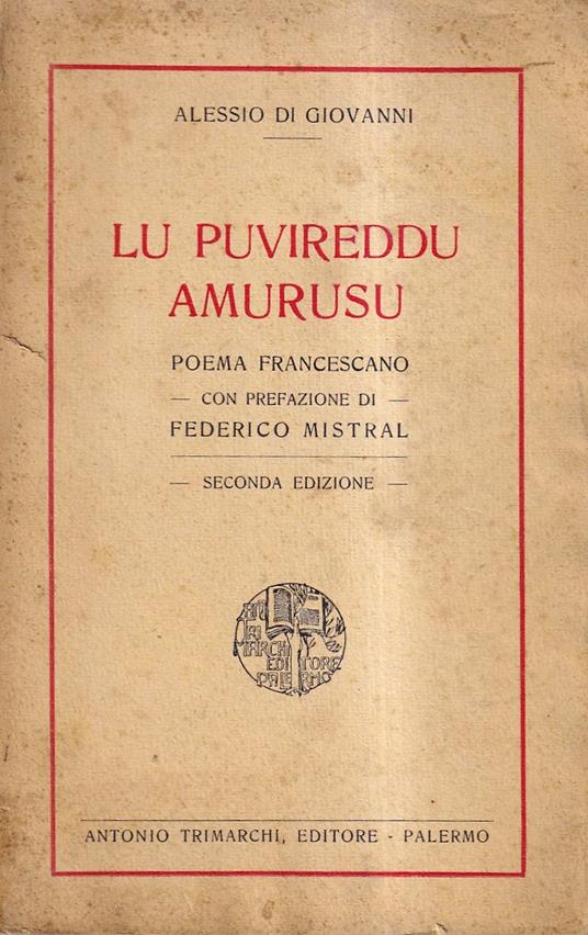 Lu puvireddu amurusu. Poema francescano - Alessio Di Giovanni - copertina