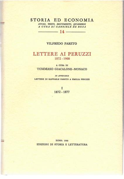 Lettere Ai Peruzzi 1872-1900 - Vilfredo Pareto - copertina