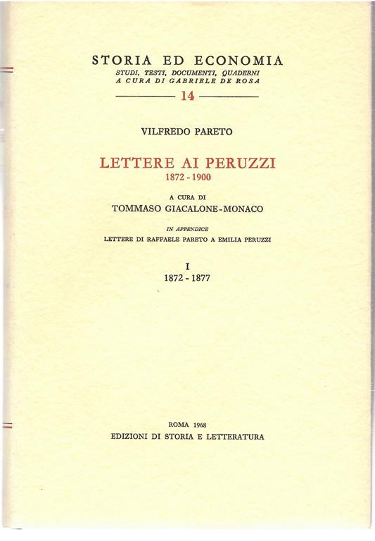 Lettere Ai Peruzzi 1872-1900 - Vilfredo Pareto - copertina