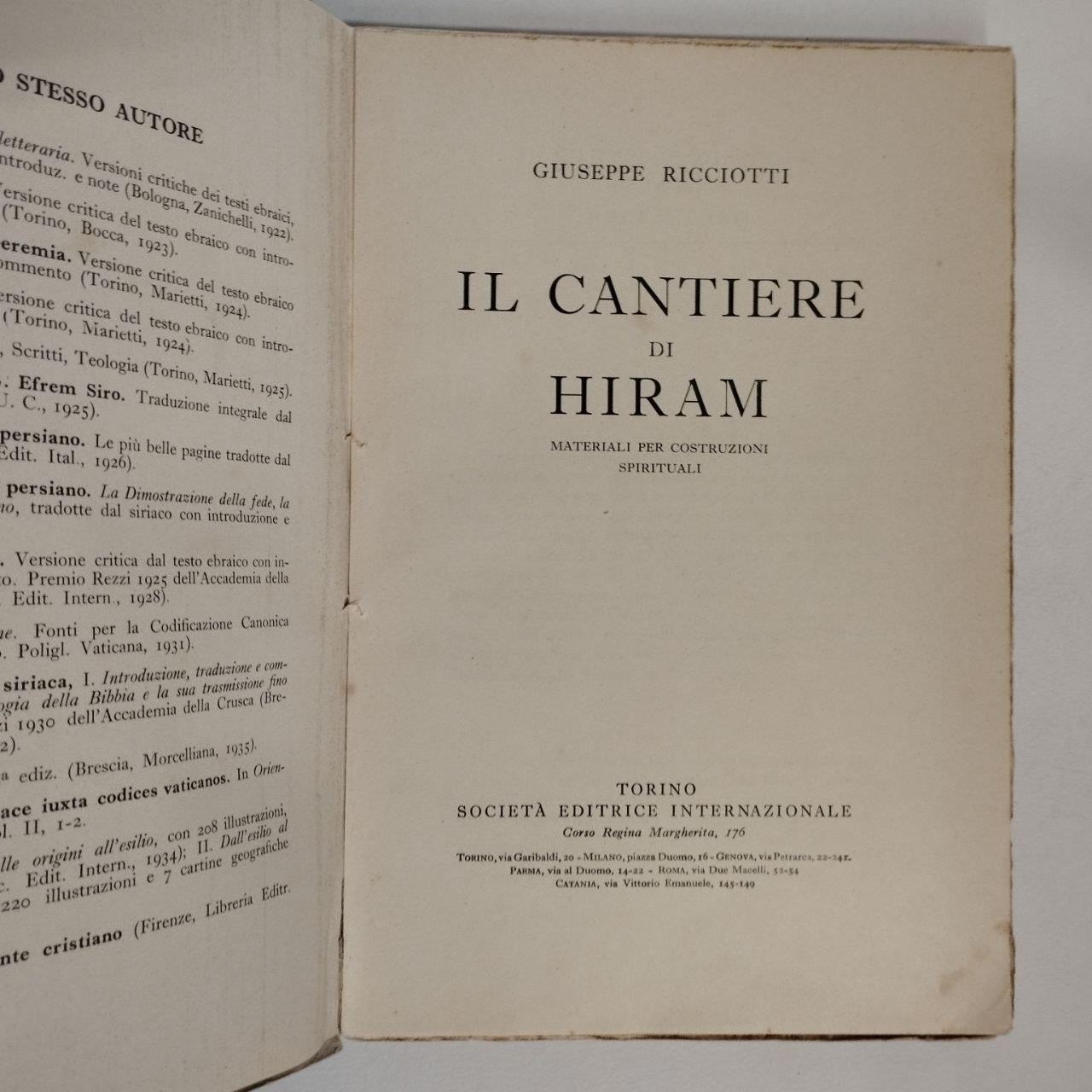 Il Cantiere di Hiram. Materiali per costruzioni spirituali