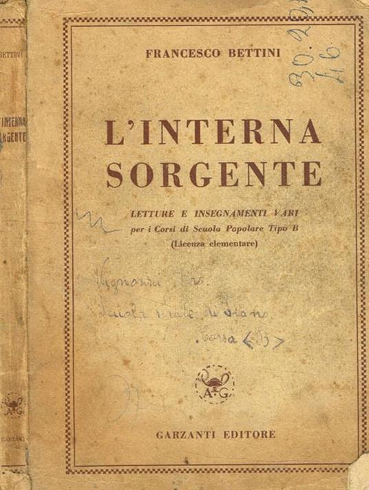 l'Interna sorgente - Francesco Bettini - copertina