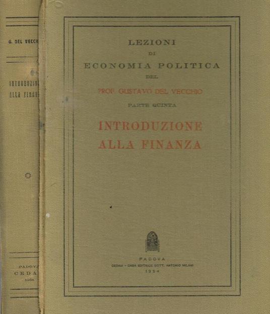 Lezioni di economia politica. Introduzione alla finanza - Gustavo Del Vecchio - copertina