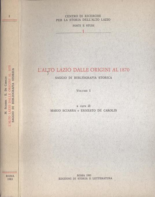 L' Alto Lazio dalle origini al 1870 Vol. I - copertina