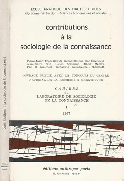 Contributions à la sociologie de la connaissance - copertina
