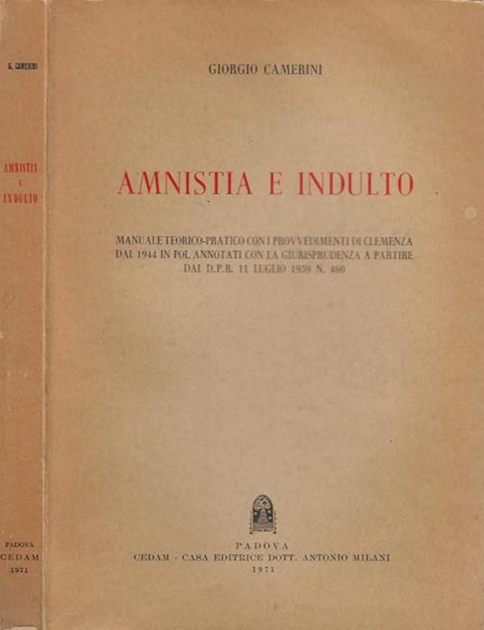 Amnistia e indulto - Giorgio Camerini - copertina