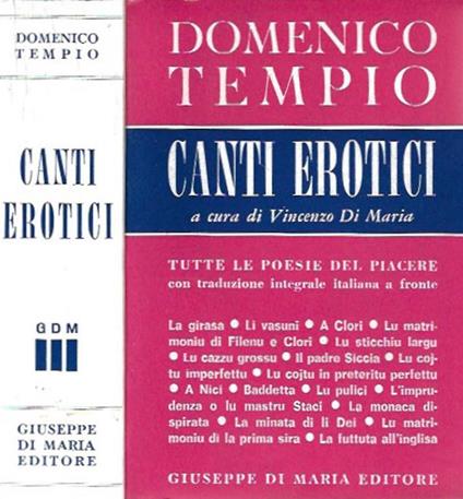 Canti erotici - Domenico Tempio - copertina