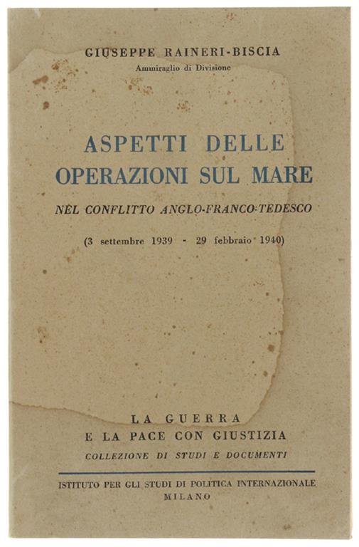 Aspetti Delle Operazioni Sul Mare Nel Conflitto Anglo-Franco-Tedesco (3 Settembre 1939 - 29 Febbraio 1940) - copertina