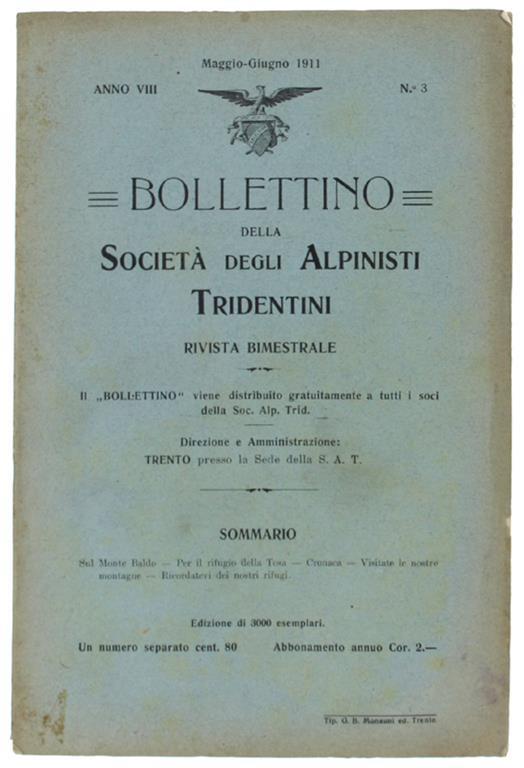 Bollettino. Anno Viii - N.3, Maggio-Giugno 1911 - copertina