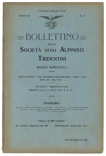 Bollettino. Anno Ix - N. 1 - Gennaio-Febbraio 1912 - copertina