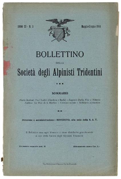Bollettino. Anno Xi - N. 3 - Maggio-Giugno 1914 - copertina