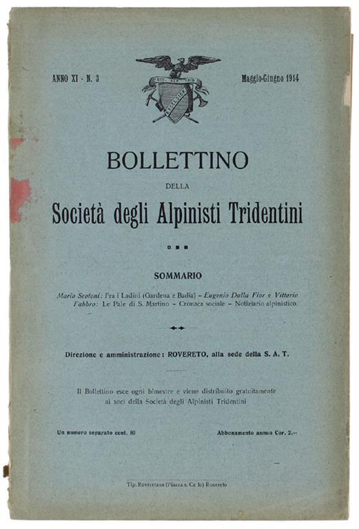 Bollettino. Anno Xi - N. 3 - Maggio-Giugno 1914 - copertina