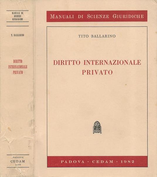 Diritto internazionale privato - Tito Ballarino - copertina