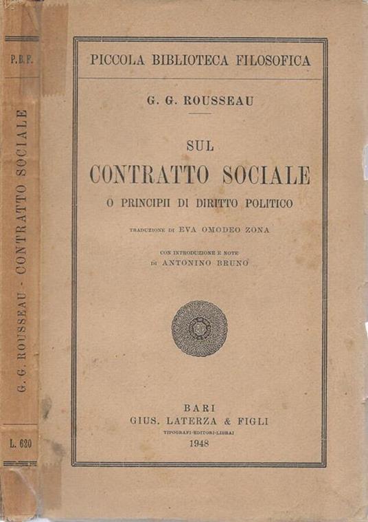 Sul Contratto sociale o principii di diritto politico - copertina