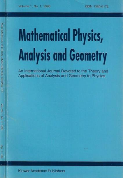 Mathematical Physics, Analysis and Geometry, vol. 1, n. 1, 1998 - copertina