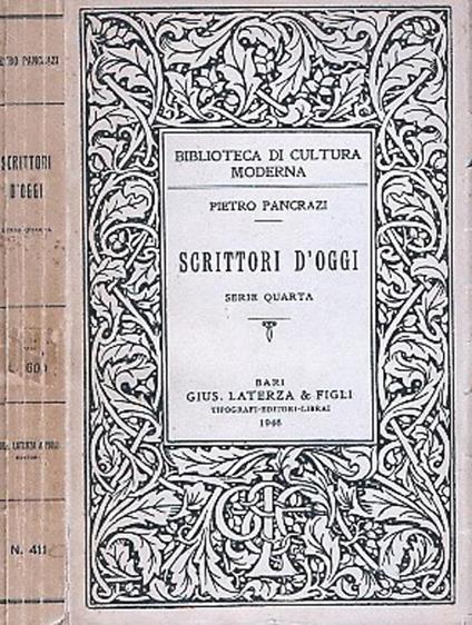 Scrittori d'oggi - Pietro Pancrazi - copertina