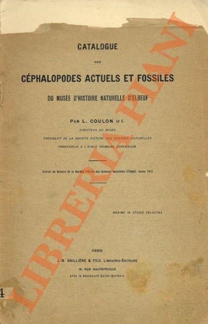 Catalogue des Céphalopodes actuels et fossiles du Musèe d'Elbeuf - copertina